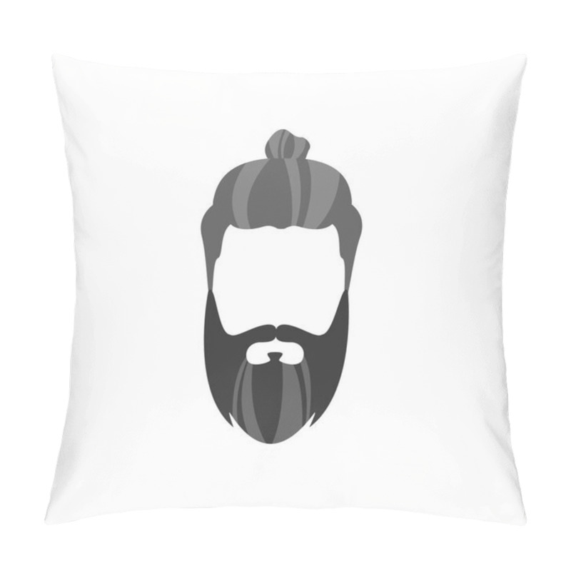 Personality  Hipster Male Hair And Facial  Style With Long Beard  Bun Pillow Covers