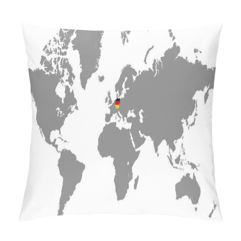 Personality  Germany In World Map, World Map, Geographic Map, Germany Map, Germany Border Line, Asia, Africa, Europe, North America, South America, Australia Oceania Pillow Covers