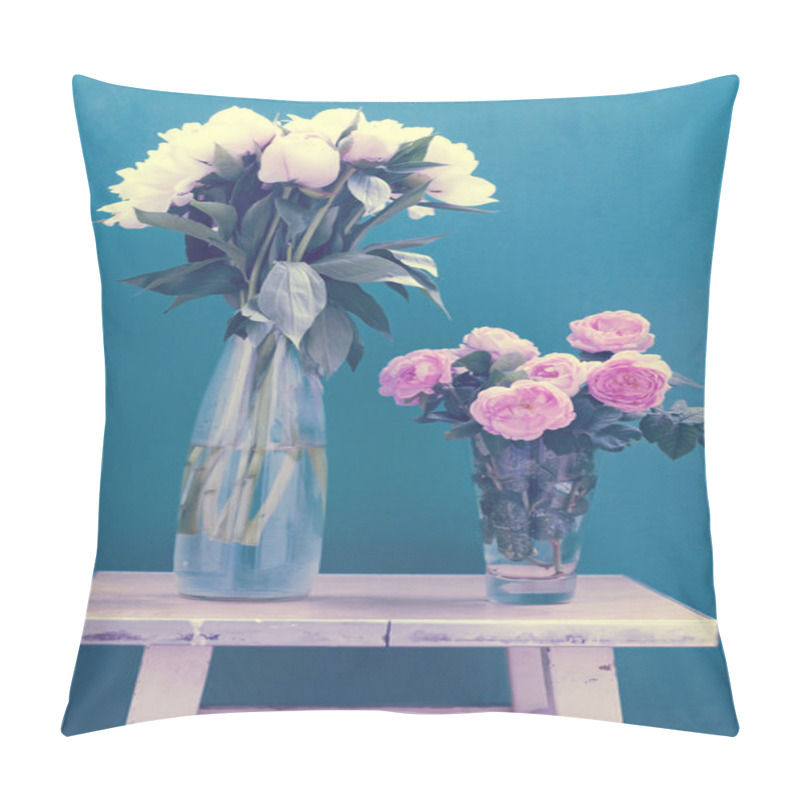 Personality  Bunch Of Peonies In Vase Pillow Covers