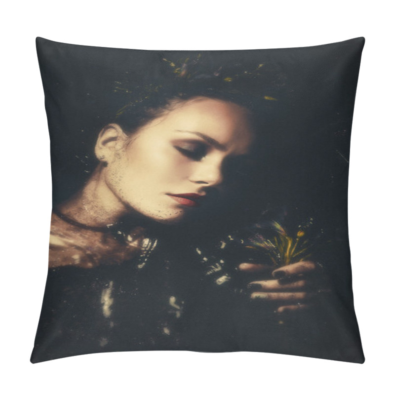 Personality  Woman Under The Water With Flowers Pillow Covers