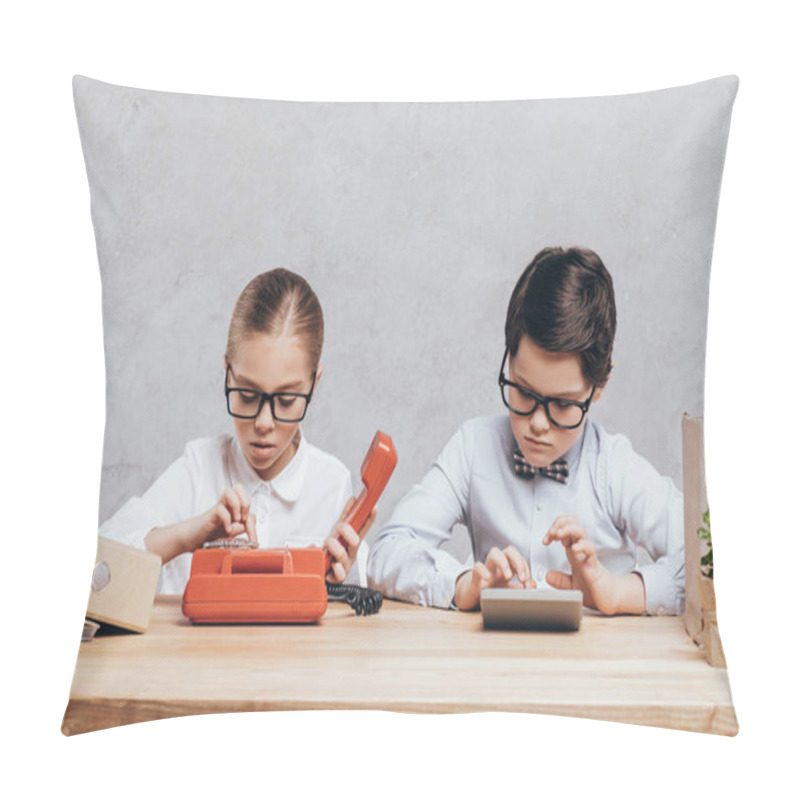 Personality  Kids Working At Workplace Pillow Covers