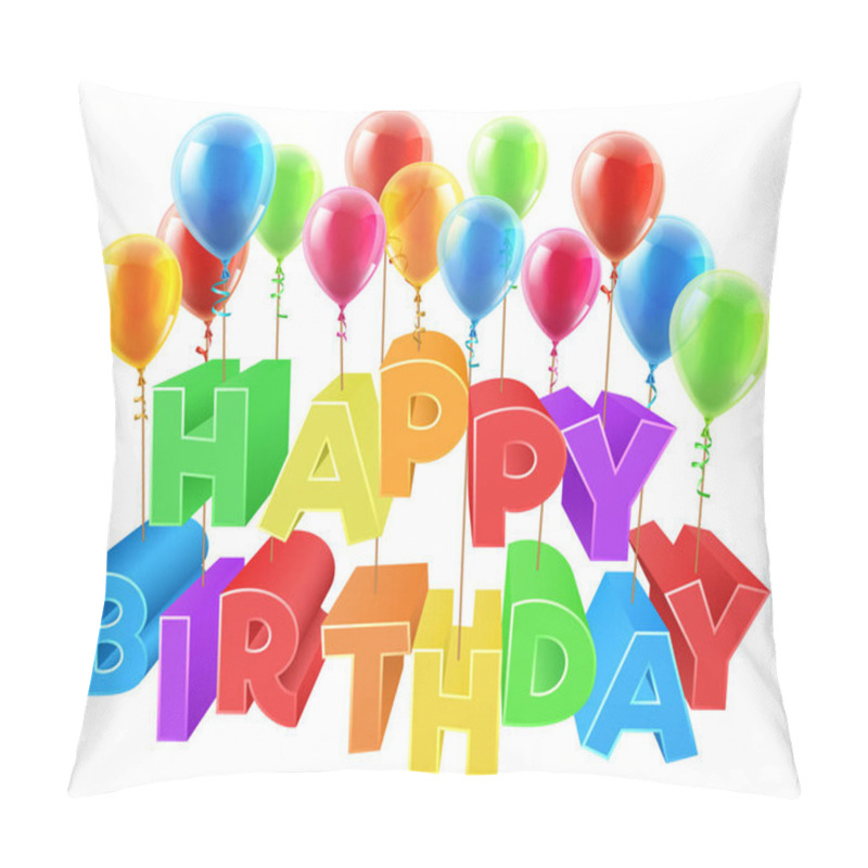 Personality  Happy Birthday Floating On Balloons Pillow Covers