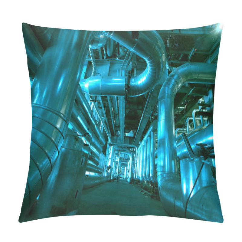 Personality  Pipes, Tubes, Machinery And Steam Turbine At A Power Plant Pillow Covers