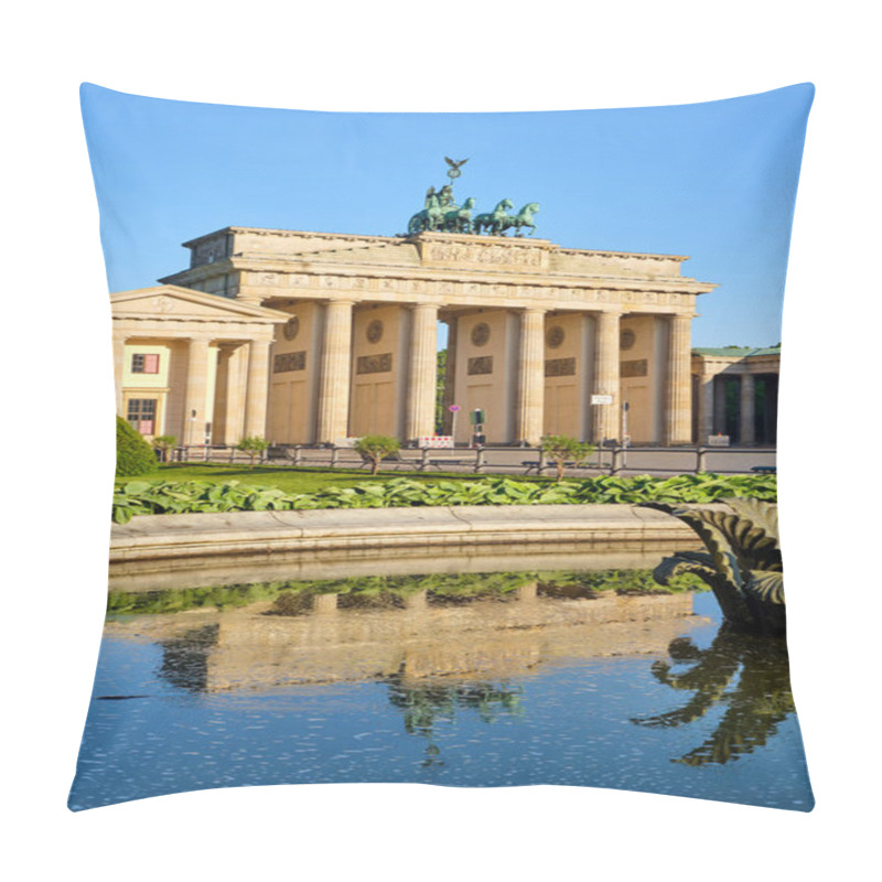 Personality  The Famous Brandenburger Tor In Berlin With Reflections In A Fountain Pillow Covers