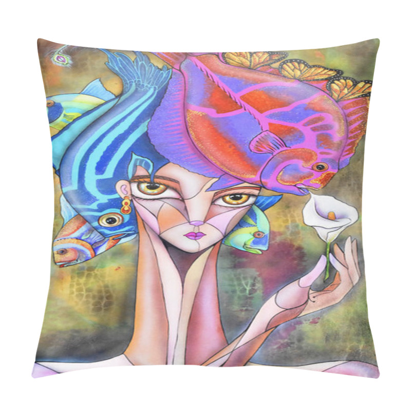 Personality  Cubist Surrealism Woman  Painting Modern Abstract Design Pillow Covers