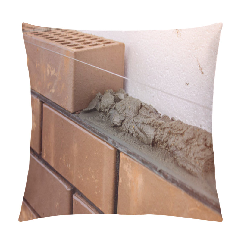 Personality  Bricklayer Lays The Mortar For Laying Brick. Construction Work Pillow Covers