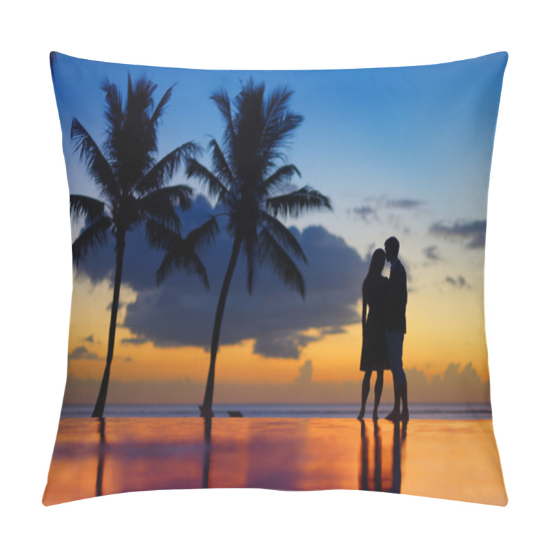 Personality  Young Couple At Scenic Sunset Pillow Covers