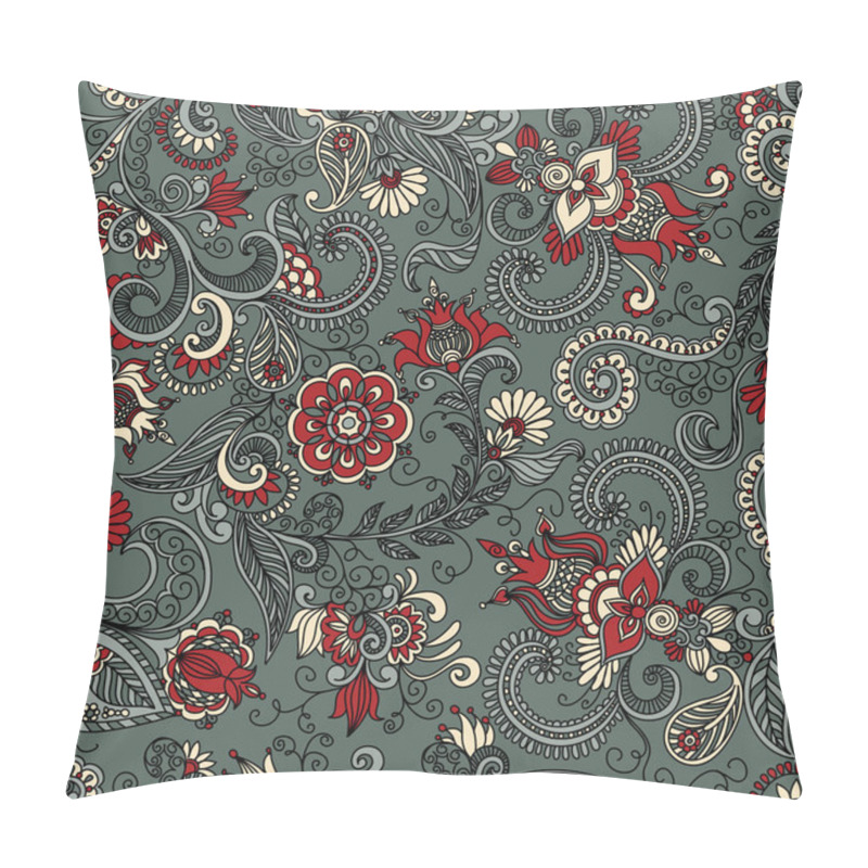 Personality  Vector Seamless Gray And Red Floral Pattern Pillow Covers