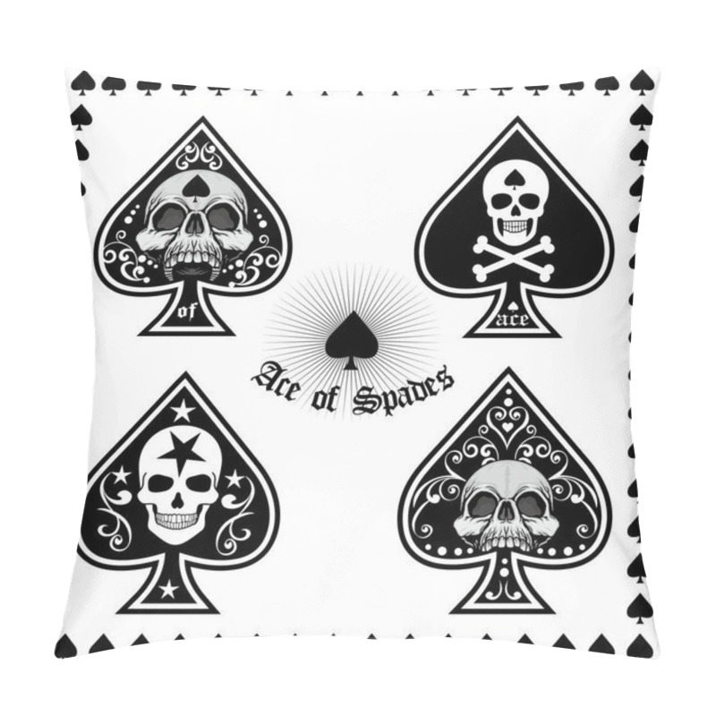 Personality   Playing Card Sign, Ace Of Spades With Skull, Set Pillow Covers