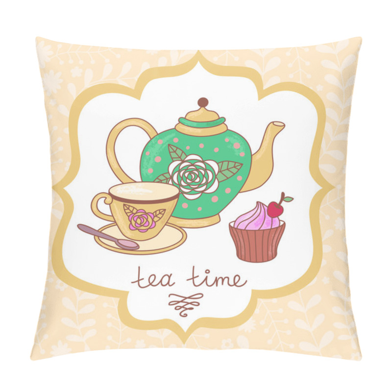 Personality  Cute Tea Time Card Pillow Covers