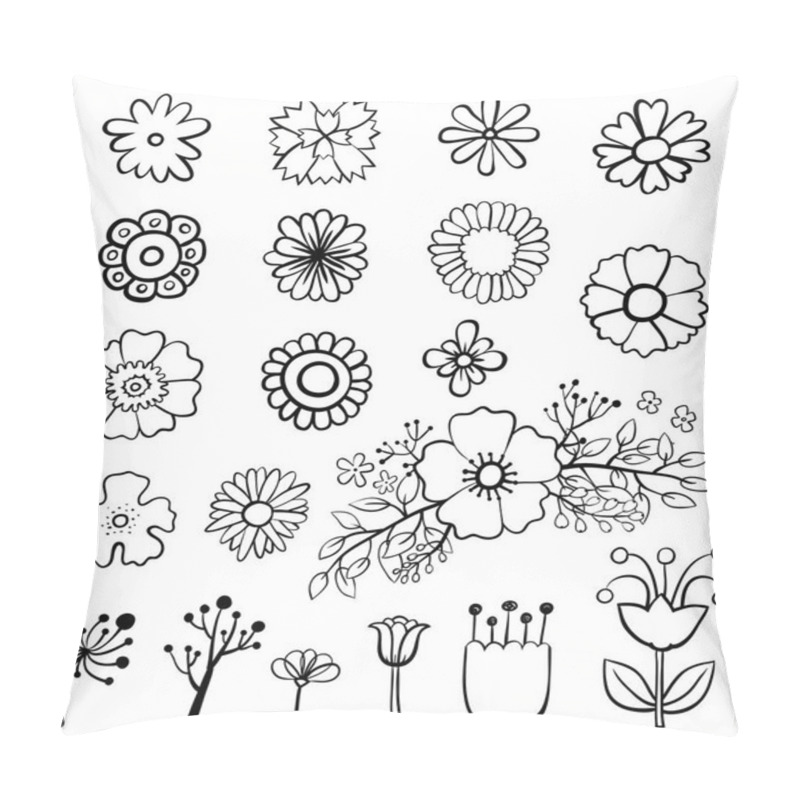 Personality  Set Of Flowers Doodles Pillow Covers