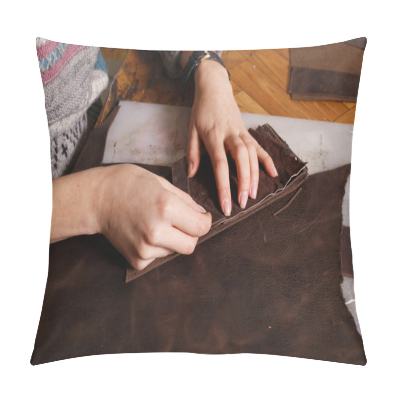 Personality   In Workroom Girl's Hands Makes Purse. Pillow Covers