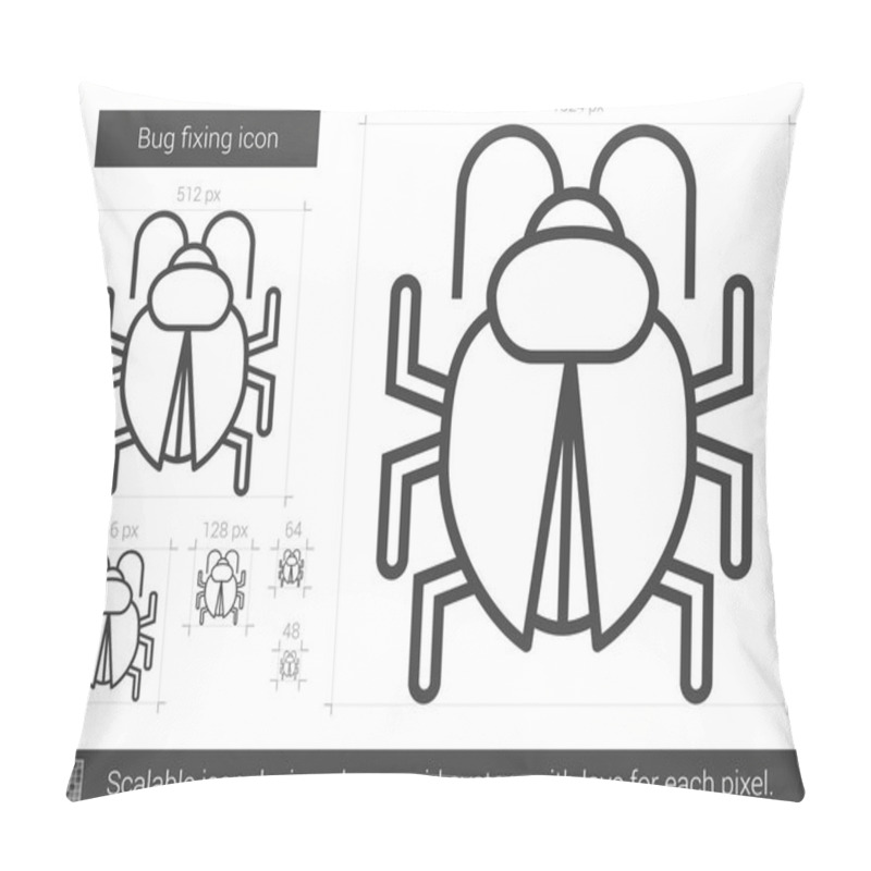 Personality  Bug Fixing Line Icon. Pillow Covers