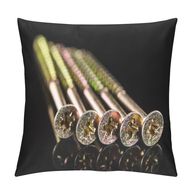 Personality  Close Up View Of Metal Stud Heads Isolated On Black Pillow Covers