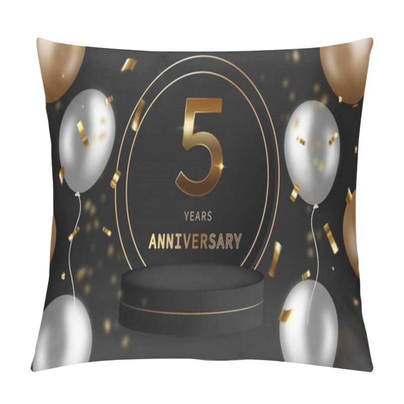 Personality  5 Year Anniversary Design With Confetti And Balloons For Party Holiday Background Pillow Covers