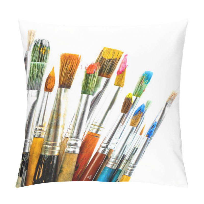 Personality  Paint Brushes Isolated On White Pillow Covers