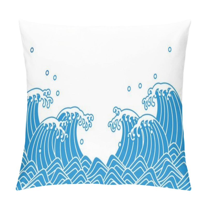 Personality  Japanese Wave Of Blue Wave Pillow Covers