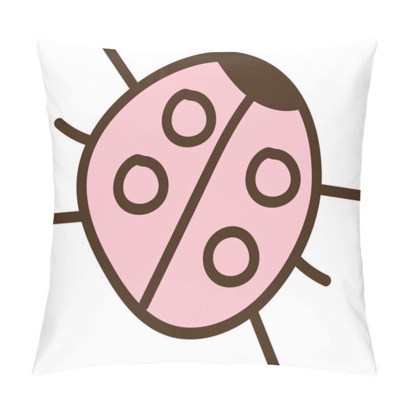 Personality  Simple Hand Drawn Pink Ladybug With Whimsical Patterns. Vector Illustration. Pillow Covers