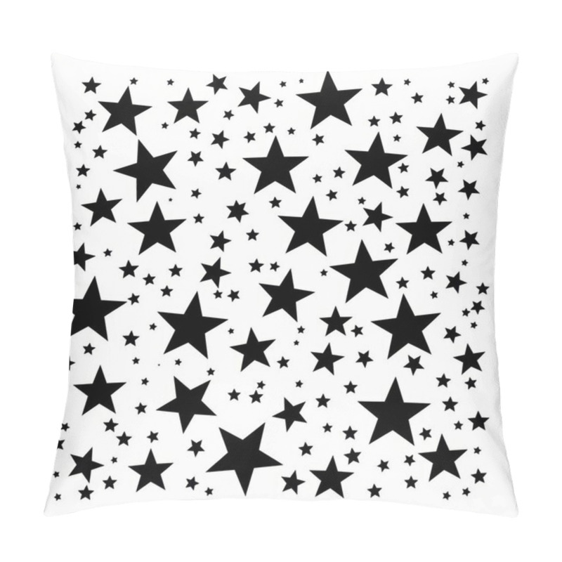 Personality  A Playful Pattern Of Various Black Stars On A White Background, Creating A Whimsical And Festive Atmosphere. Pillow Covers