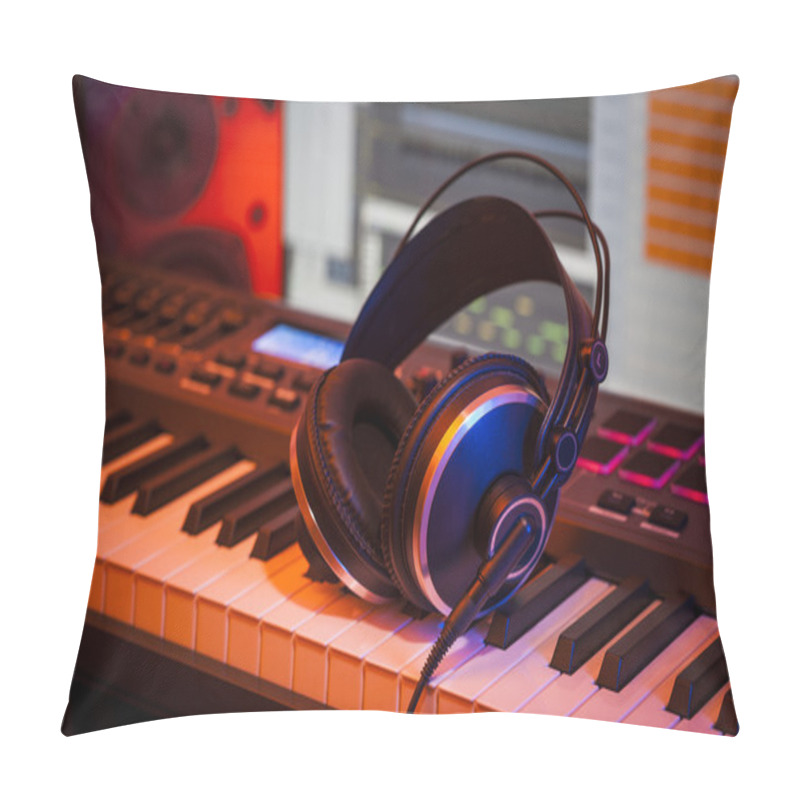 Personality  Headphones In A Home Studio Pillow Covers