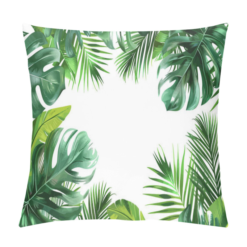 Personality  Tropical Leaf Border With White Background. Vector Illustration Design. Pillow Covers