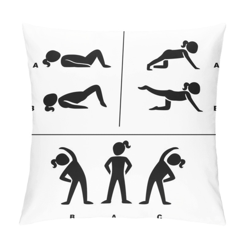 Personality  Exercise Poses For Healthy Pictograms Illustration Pillow Covers