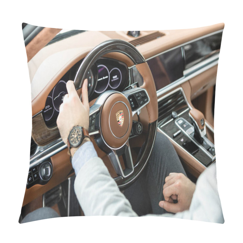 Personality  Porsche Panamera Turbo Yellow Interior With Man Driver Pillow Covers