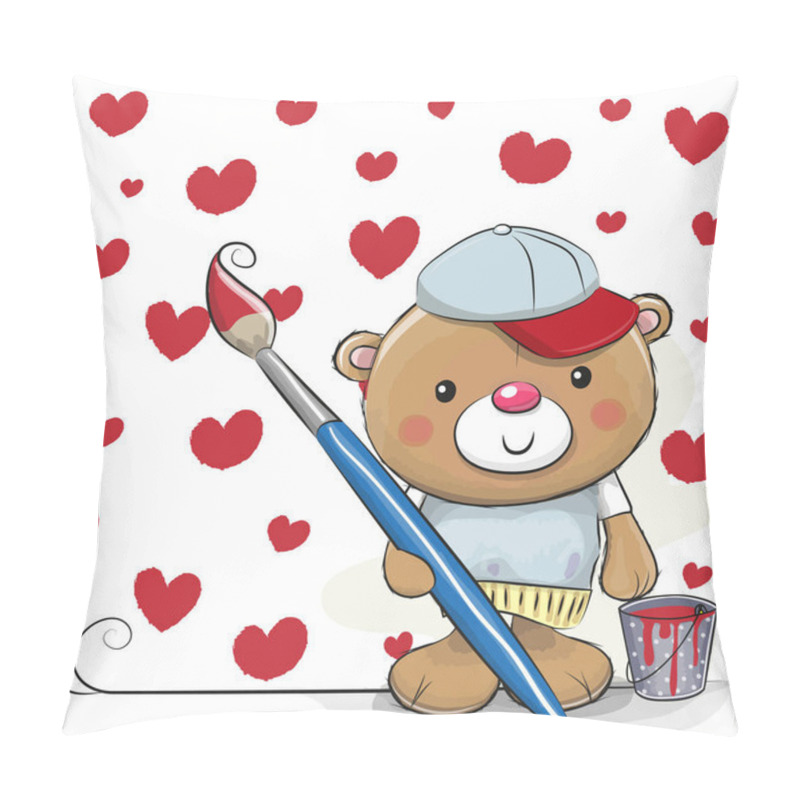 Personality  Cute Cartoon Artist Teddy Bear Pillow Covers