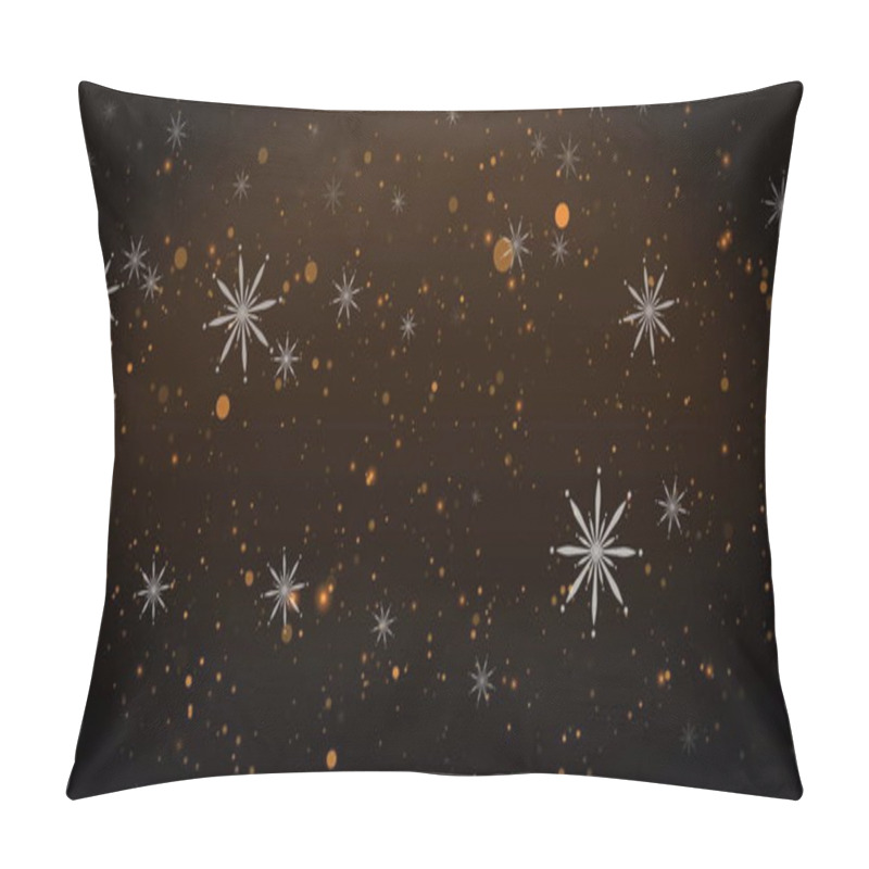 Personality  Image Of Snow Falling And Christmas Fairy Lights Flickering Over Black Background. Christmas, Festivity, Celebration And Tradition Concept Digitally Generated Image. Pillow Covers