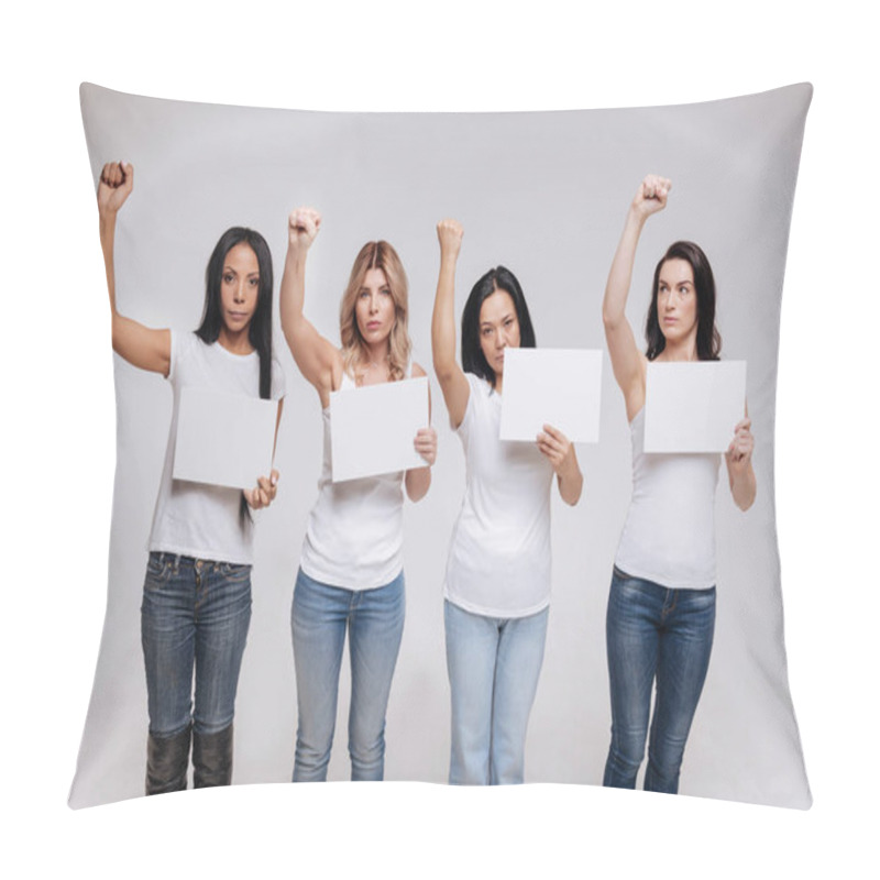 Personality  Female Activists Protesting Against Something Pillow Covers