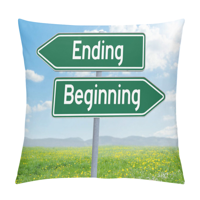 Personality  Two Direction Signs - Ending Or Beginning Pillow Covers