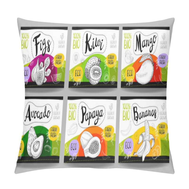 Personality  Set Of Hand Drawn Food Labels, Spices Labels, Fruit Labels, Vege Pillow Covers