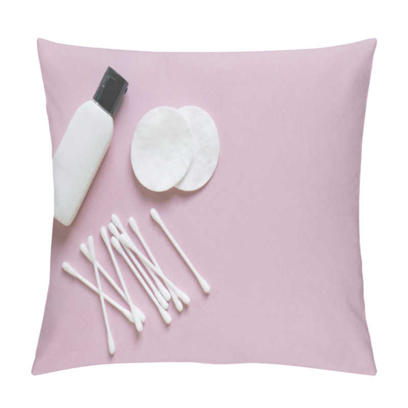 Personality  Beautiful Flatlay Hygienic And Women's Accessories On Pink With  Pillow Covers