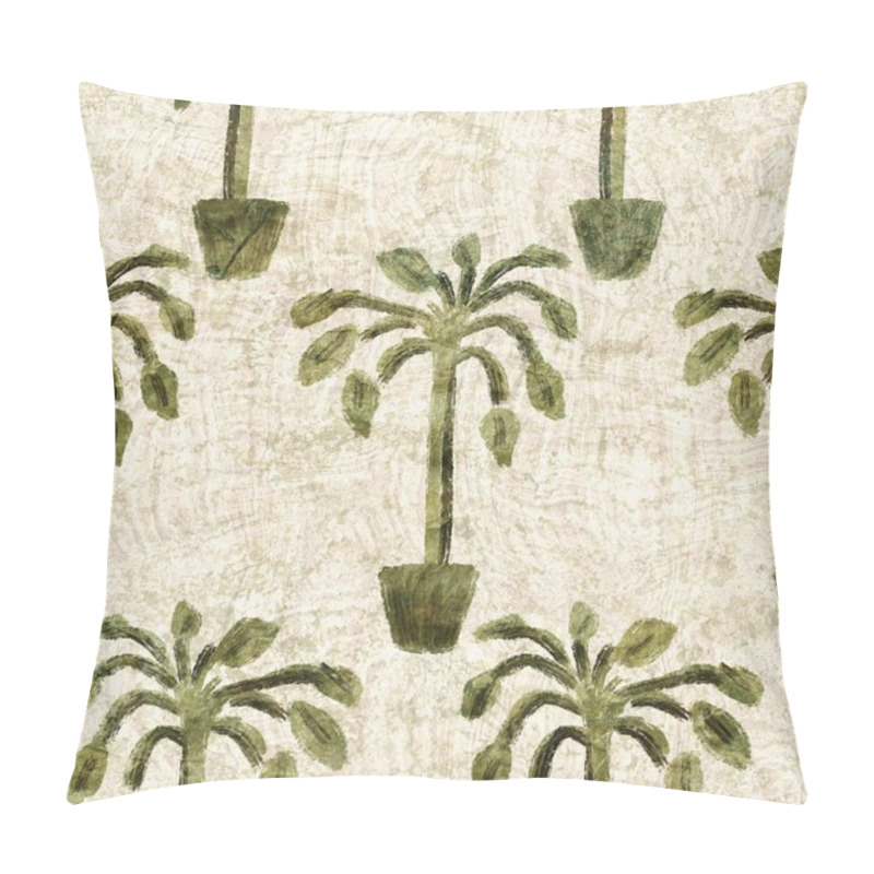 Personality  Desert Plant On Sand Texture Seamless Raster Pattern. Organic Succulent Foliage For Tileable Bohemian Illustration Backdrop.  Pillow Covers