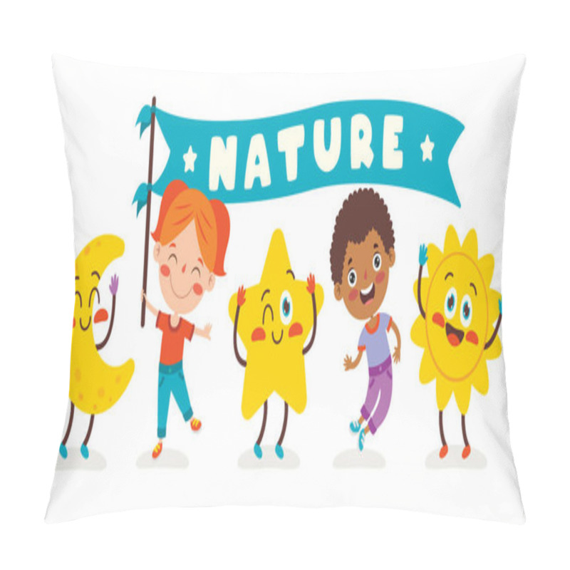 Personality  Cute Cartoon Weather Characters Posing Pillow Covers