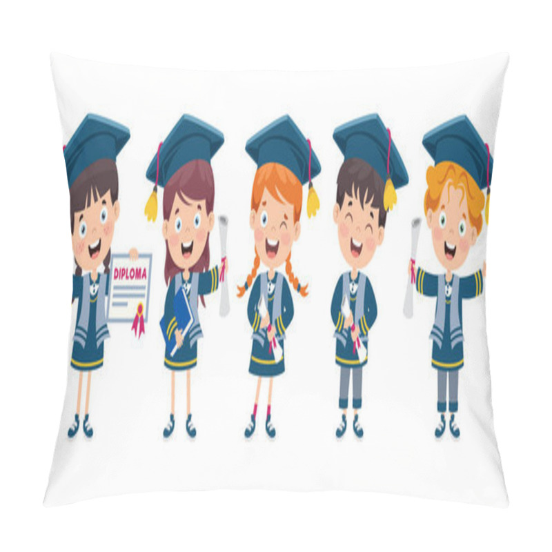 Personality  Cartoon Happy Kid In Graduation Costume Pillow Covers