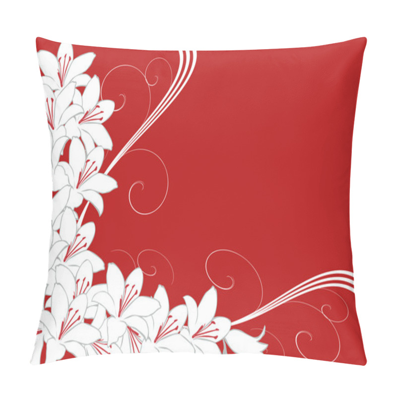 Personality  White Lily Flowers Corner On Red Pillow Covers