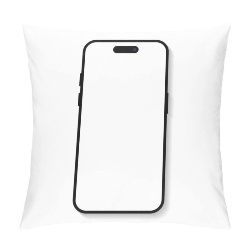 Personality  Iphone 15 Pro Smartphone Mockup Icon Vector In Flat Style. Mobile Phone Sign Symbol Pillow Covers