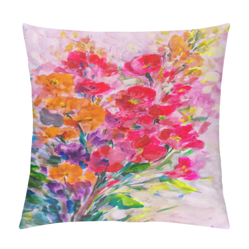 Personality  Texture Oil Painting Flowers, Painting Vivid Flowers, Flora Pillow Covers