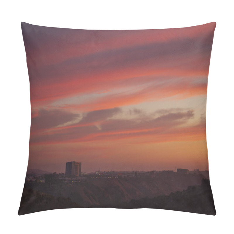 Personality  Sunset View Of San Diego, California And Red Cloudy Sky Pillow Covers