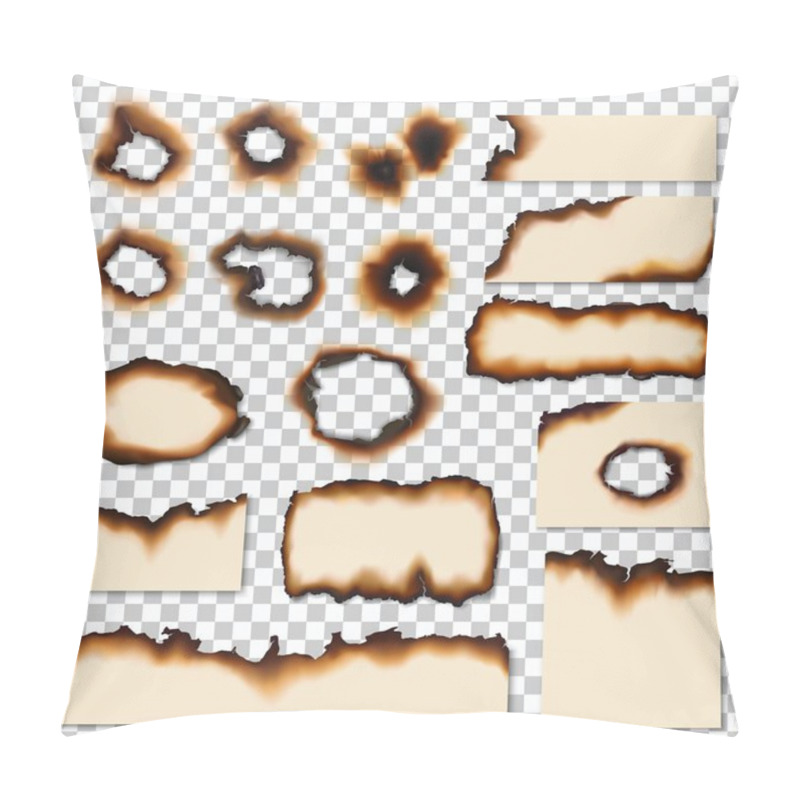 Personality  Holes And Burnt Edges Of Paper Sheet Pieces Vector Pillow Covers