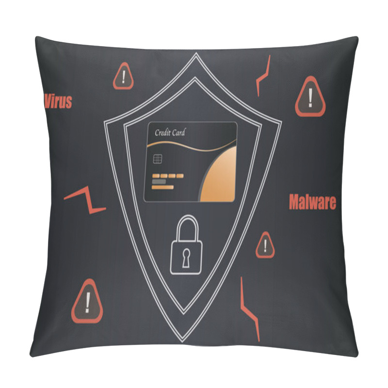 Personality  A Credit Card Is Shown With A Lock Shield On It Pillow Covers