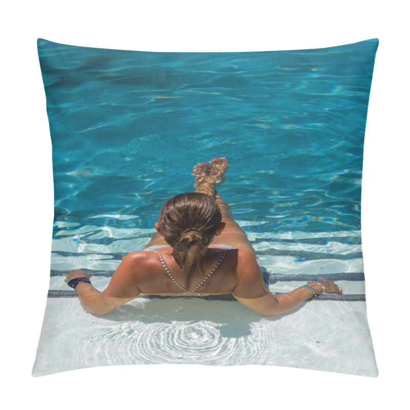 Personality  Woman Relaxing In Swimming Pool At Spa Resort. R Pillow Covers