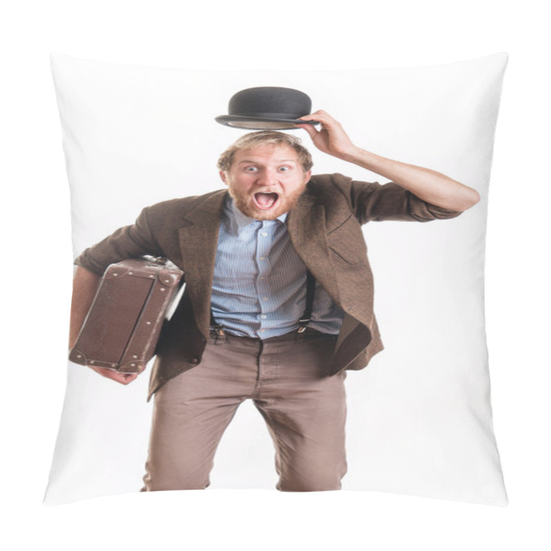 Personality  Extroverted Old-fashioned Bearded Man In An Old Suit Pillow Covers