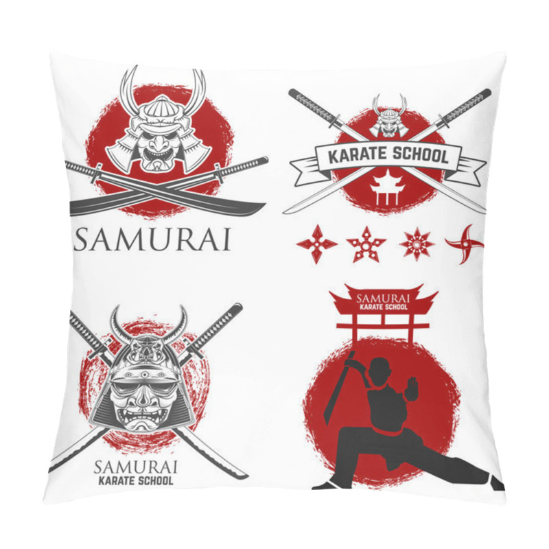 Personality  Set Of Samurai Karate School Labels. Ninja Shurikens.   Pillow Covers