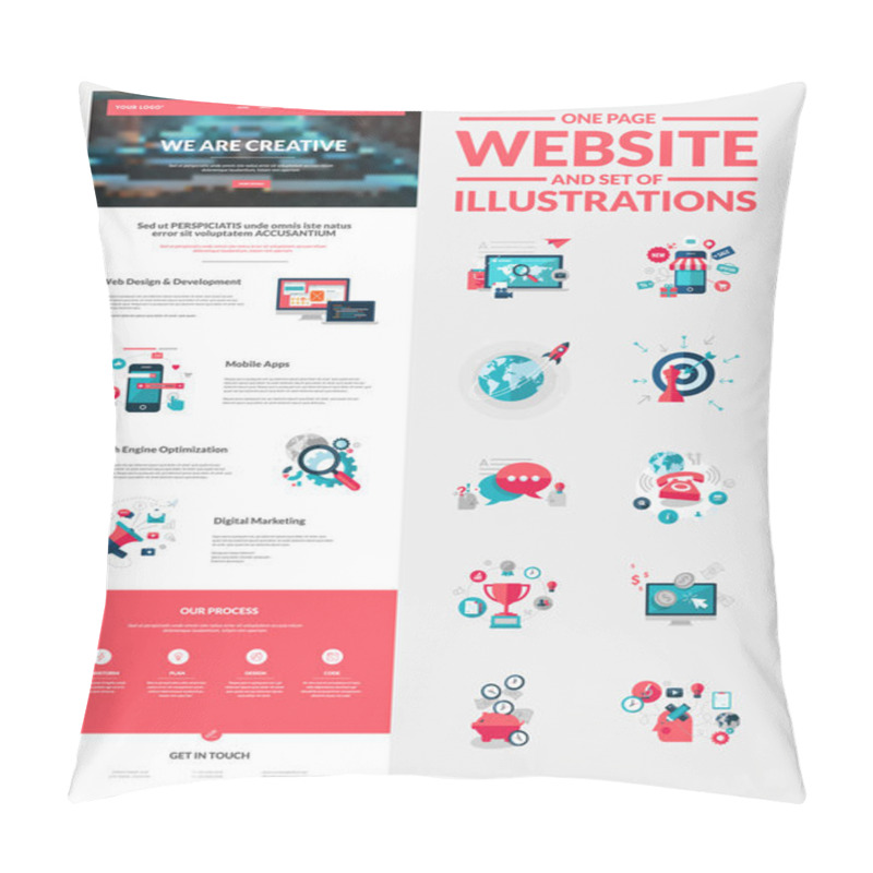 Personality  One Page Website Design Template Pillow Covers