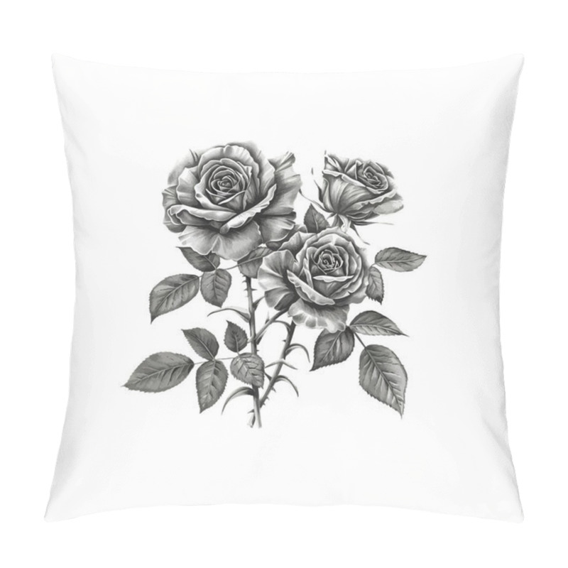 Personality  Black And White Rose Flower. Vector Illustration Design. Pillow Covers