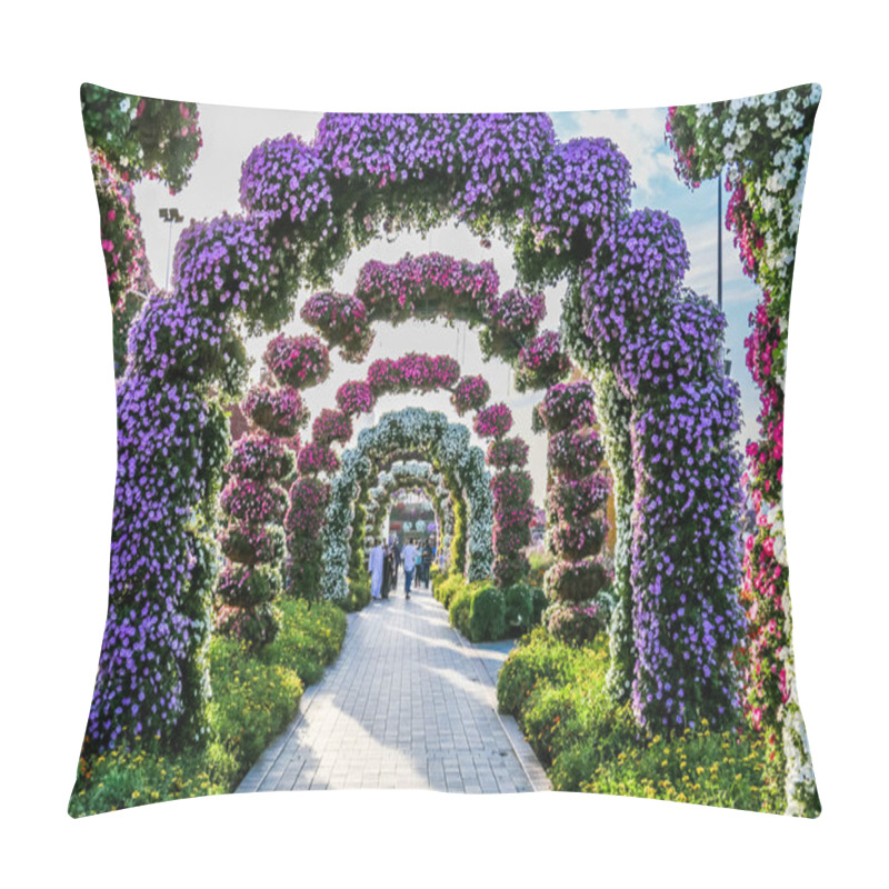 Personality  Beautiful Flourish Landscape Of Miracle Garden With Over 45 Million Flowers On A Sunny Day, Flower Garden In Dubai, UAE Pillow Covers