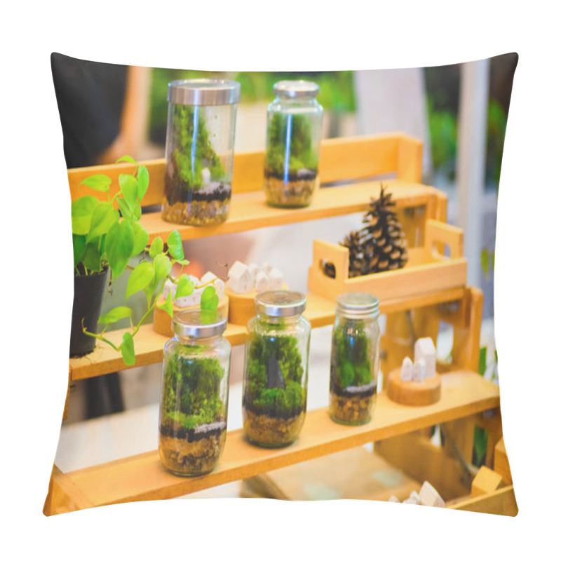 Personality  Bottle Garden Decoration At Home. Small Decoration Plants In A Glass Bottle/garden Terrarium Bottle/ Forest In A Jar Self Ecosystem In Modern Interior. Pillow Covers