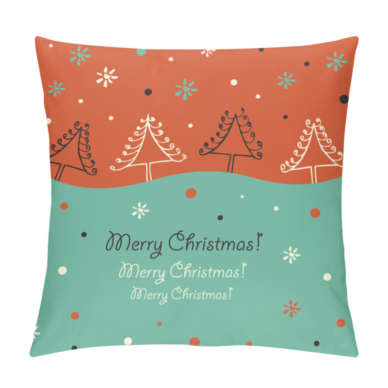 Personality  Christmas Design. Holiday Border. Christmas Trees. Xmas Card With Decorative Spruces. Artistic Lace Elements Pillow Covers